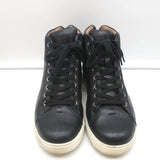 Gianvito Rossi High Top Sneakers Black Grained Leather Size 43.5 - Celebrity Owned