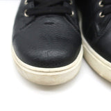 Gianvito Rossi High Top Sneakers Black Grained Leather Size 43.5 - Celebrity Owned