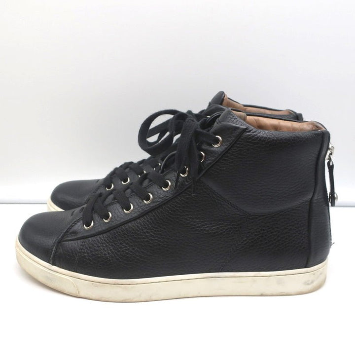 Gianvito Rossi High Top Sneakers Black Grained Leather Size 43.5 - Celebrity Owned