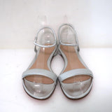 Gianvito Rossi Jaime Ankle Strap Sandals Silver Metallic Leather Size 38.5 NEW - Celebrity Owned