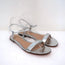 Gianvito Rossi Jaime Ankle Strap Sandals Silver Metallic Leather Size 38.5 NEW