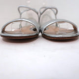 Gianvito Rossi Jaime Ankle Strap Sandals Silver Metallic Leather Size 38.5 NEW - Celebrity Owned