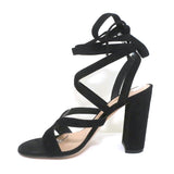 Gianvito Rossi Janis 105 Lace-Up Sandals Black Suede Size 37 Open Toe Heels - Celebrity Owned