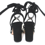 Gianvito Rossi Janis 105 Lace-Up Sandals Black Suede Size 37 Open Toe Heels - Celebrity Owned