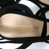 Gianvito Rossi Janis 105 Lace-Up Sandals Black Suede Size 37 Open Toe Heels - Celebrity Owned