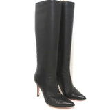 Gianvito Rossi Knee High Boots Suzan Black Leather Size 36 Pointed Toe High Heel - Celebrity Owned