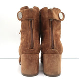 Gianvito Rossi Lace-Up Ankle Boots Brown Suede Size 38 Mid-Heel Booties - Celebrity Owned