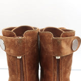 Gianvito Rossi Lace-Up Ankle Boots Brown Suede Size 38 Mid-Heel Booties - Celebrity Owned