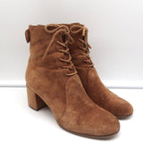 Gianvito Rossi Lace-Up Ankle Boots Brown Suede Size 38 Mid-Heel Booties - Celebrity Owned