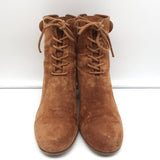 Gianvito Rossi Lace-Up Ankle Boots Brown Suede Size 38 Mid-Heel Booties - Celebrity Owned