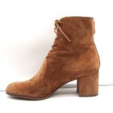 Gianvito Rossi Lace-Up Ankle Boots Brown Suede Size 38 Mid-Heel Booties - Celebrity Owned
