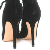 Gianvito Rossi Lace-Up Open Toe Ankle Boots Marie Black Velvet Size 40.5 - Celebrity Owned