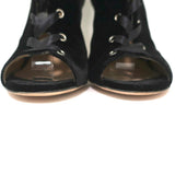 Gianvito Rossi Lace-Up Open Toe Ankle Boots Marie Black Velvet Size 40.5 - Celebrity Owned