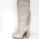 Gianvito Rossi Laura Knee High Boots Cream Leather Size 37 High Heel - Celebrity Owned