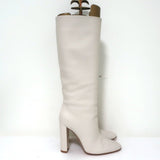 Gianvito Rossi Laura Knee High Boots Cream Leather Size 37 High Heel - Celebrity Owned