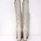 Gianvito Rossi Laura Knee High Boots Cream Leather Size 37 High Heel - Celebrity Owned