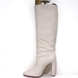 Gianvito Rossi Laura Knee High Boots Cream Leather Size 37 High Heel - Celebrity Owned