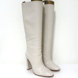 Gianvito Rossi Laura Knee High Boots Cream Leather Size 37 High Heel - Celebrity Owned