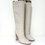 Gianvito Rossi Laura Knee High Boots Cream Leather Size 37 High Heel