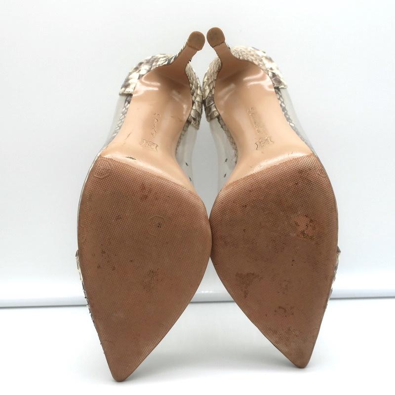 Gianvito Rossi Plexi Pumps Python &amp; PVC Size 37 Pointed Toe Heels - Celebrity Owned
