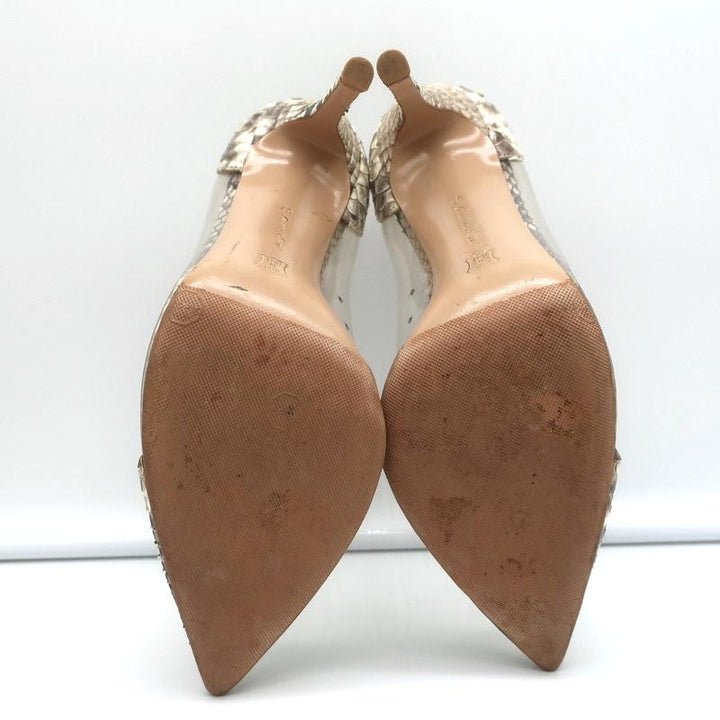 Gianvito Rossi Plexi Pumps Python &amp; PVC Size 37 Pointed Toe Heels - Celebrity Owned
