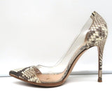Gianvito Rossi Plexi Pumps Python & PVC Size 37 Pointed Toe Heels - Celebrity Owned