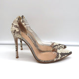 Gianvito Rossi Plexi Pumps Python & PVC Size 37 Pointed Toe Heels - Celebrity Owned