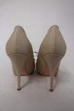 Gianvito Rossi Pump Natural Coated Canvas Size 38 Bow Peep Toe Platform Heel - Celebrity Owned