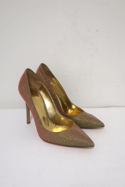 Gianvito Rossi Pumps Multicolor Glitter-Effect Twill Size 36.5 Pointed Toe Heel - Celebrity Owned