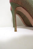 Gianvito Rossi Pumps Multicolor Glitter-Effect Twill Size 36.5 Pointed Toe Heel - Celebrity Owned