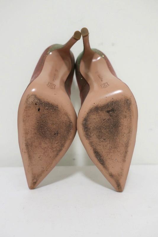 Gianvito Rossi Pumps Multicolor Glitter-Effect Twill Size 36.5 Pointed Toe Heel - Celebrity Owned