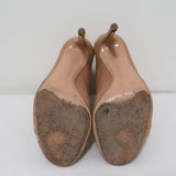 Gianvito Rossi Stretch Knit Booties Beige Size 38 Open Toe High Heel Ankle Boots - Celebrity Owned