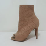 Gianvito Rossi Stretch Knit Booties Beige Size 38 Open Toe High Heel Ankle Boots - Celebrity Owned