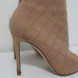 Gianvito Rossi Stretch Knit Booties Beige Size 38 Open Toe High Heel Ankle Boots - Celebrity Owned