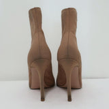 Gianvito Rossi Stretch Knit Booties Beige Size 38 Open Toe High Heel Ankle Boots - Celebrity Owned