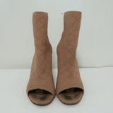 Gianvito Rossi Stretch Knit Booties Beige Size 38 Open Toe High Heel Ankle Boots - Celebrity Owned