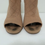 Gianvito Rossi Stretch Knit Booties Beige Size 38 Open Toe High Heel Ankle Boots - Celebrity Owned