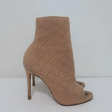 Gianvito Rossi Stretch Knit Booties Beige Size 38 Open Toe High Heel Ankle Boots - Celebrity Owned