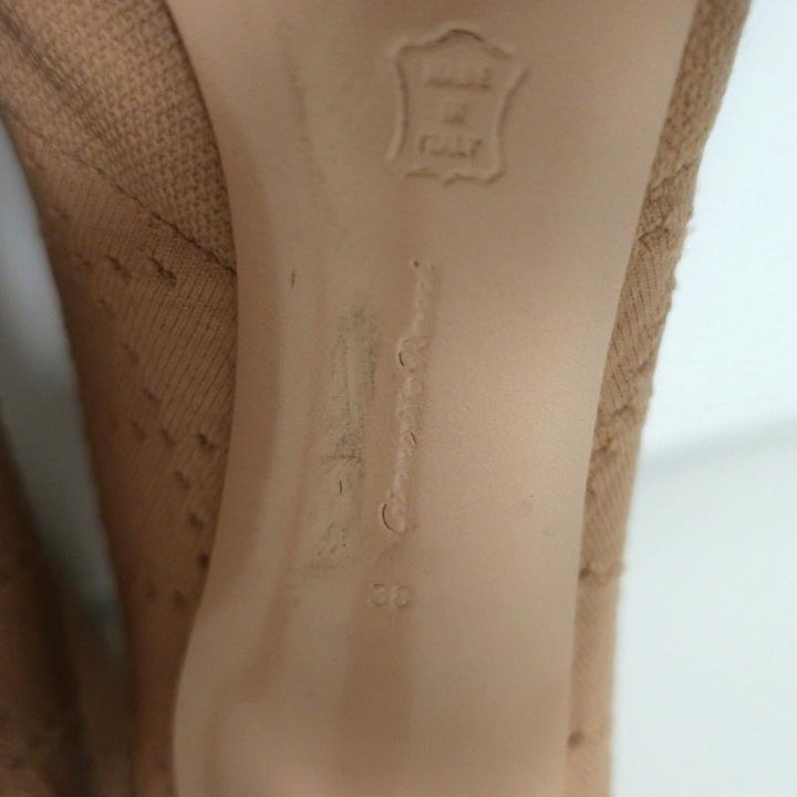 Gianvito Rossi Stretch Knit Booties Beige Size 38 Open Toe High Heel Ankle Boots - Celebrity Owned