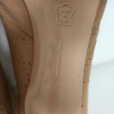 Gianvito Rossi Stretch Knit Booties Beige Size 38 Open Toe High Heel Ankle Boots - Celebrity Owned