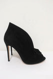 Gianvito Rossi Vamp Booties Black Suede Size 39.5 Peep Toe Ankle Boots - Celebrity Owned