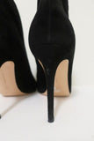 Gianvito Rossi Vamp Booties Black Suede Size 39.5 Peep Toe Ankle Boots - Celebrity Owned
