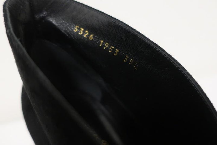 Gianvito Rossi Vamp Booties Black Suede Size 39.5 Peep Toe Ankle Boots - Celebrity Owned