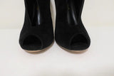 Gianvito Rossi Vamp Booties Black Suede Size 39.5 Peep Toe Ankle Boots - Celebrity Owned