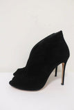 Gianvito Rossi Vamp Booties Black Suede Size 39.5 Peep Toe Ankle Boots - Celebrity Owned