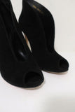 Gianvito Rossi Vamp Booties Black Suede Size 39.5 Peep Toe Ankle Boots - Celebrity Owned