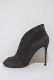 Gianvito Rossi Vamp Booties Gray Suede Size 39.5 Peep Toe Ankle Boots - Celebrity Owned