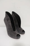 Gianvito Rossi Vamp Booties Gray Suede Size 39.5 Peep Toe Ankle Boots - Celebrity Owned