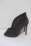 Gianvito Rossi Vamp Booties Gray Suede Size 39.5 Peep Toe Ankle Boots - Celebrity Owned