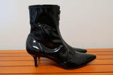 Gianvito Rossi Zip-Front 55 Ankle Boots Black Vinyl Size 36.5 Kitten Heel - Celebrity Owned